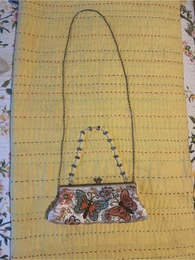 Beaded Butterfly Shoulder Clutch in Multicolor